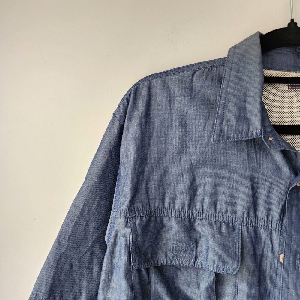 GH Bass & Co Explorer Short Sleeve Button Up Shirt Blue Men L Outdoor Fish - Picture 3 of 8